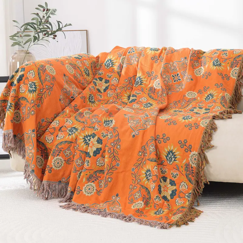 Boho-Chic Sofa-Wurf-Decke, 1 Stück Bunte Boho-Blumen-Tassel-Doppel-Seite Sofa-Wurf-Decke - Weich, Bequem, Saisonale Sommer-Quilt mit Coolen Design