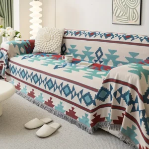 Boho Style Sofa Überwurfbezüge - Maschinenwaschbare T-Kissenbezüge mit Quaste - Weicher und bequemer Polyester/Baumwoll-Mischgewebe-Sofabezug für Sessel, Zweisitzer, 3-Sitzer und Wohnlandschaft - Wohnkultur Möbelschutzbezüge
