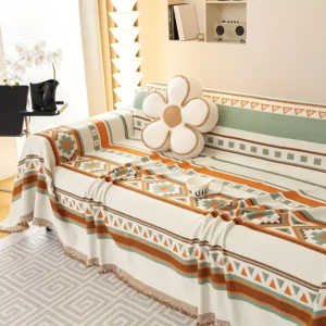 Boho-Chic Sofabezug - Haustierfreundlich, Rutschfester Chenille-Stoffbezug für Alle Sofatypen - Maschinenwaschbarer Wohnkultur-Sofaschutz