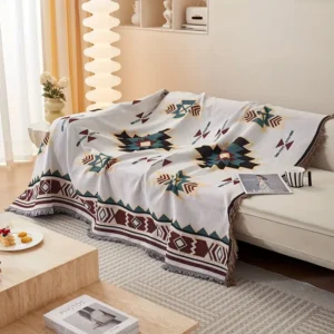 Weiche & Leichte Decke Weiche & Leichte Geometrische Quasten-Decke - Boho Chic für Sofa, Bett, Büro und Reisen - Maschinenwaschbar