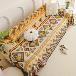 Boho-Chic Sofabezug mit Quasten - Weicher Chenille-Stoff, Haustierfreundlich, Maschinenwaschbarer Sofaschutz für Alle Jahreszeiten - Perfekt für Wohnzimmer, Schlafzimmer, Bürodekoration